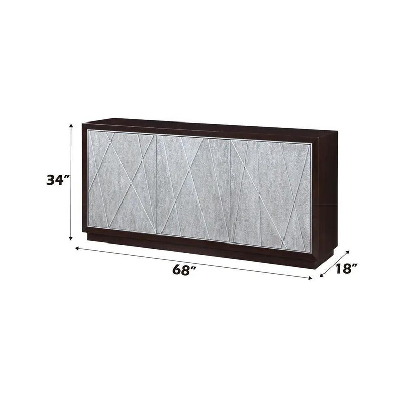 Geranio - Console Cabinet - Metallic Silver & Walnut by Unique Piece Furniture