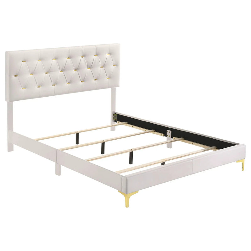 Kendall Upholstered California King Panel Bed White by Unique Piece Furniture