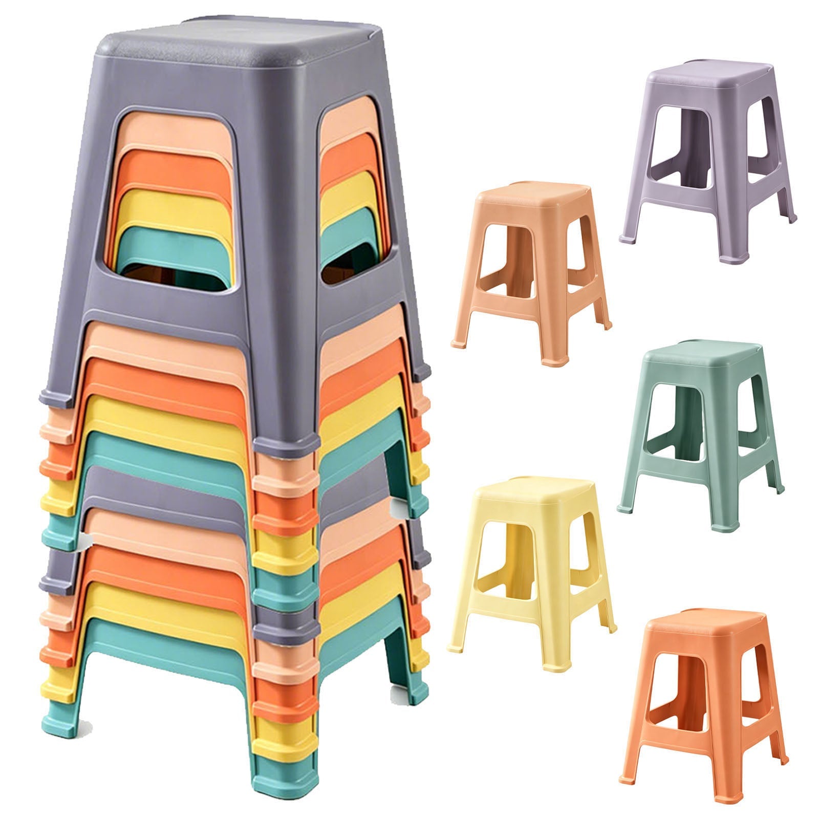 10 Pack Stackable Classroom Stools, 18.8" Height by HouseOfZazla