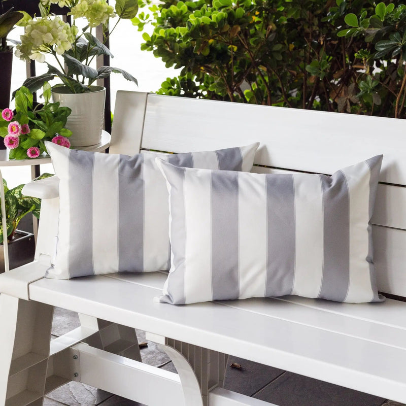 Horizon Stripe Pillow 14" x 20" - Outdoor & Indoor Set of 2 by HouseOfZazla