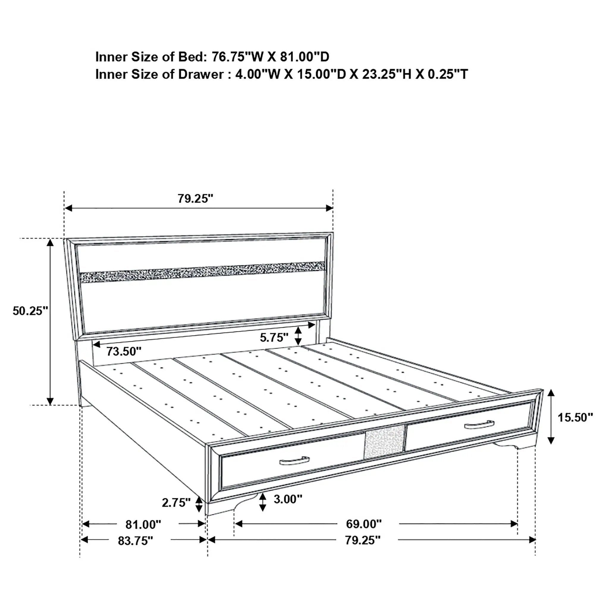 Storage Platform Bed 2 Drawer