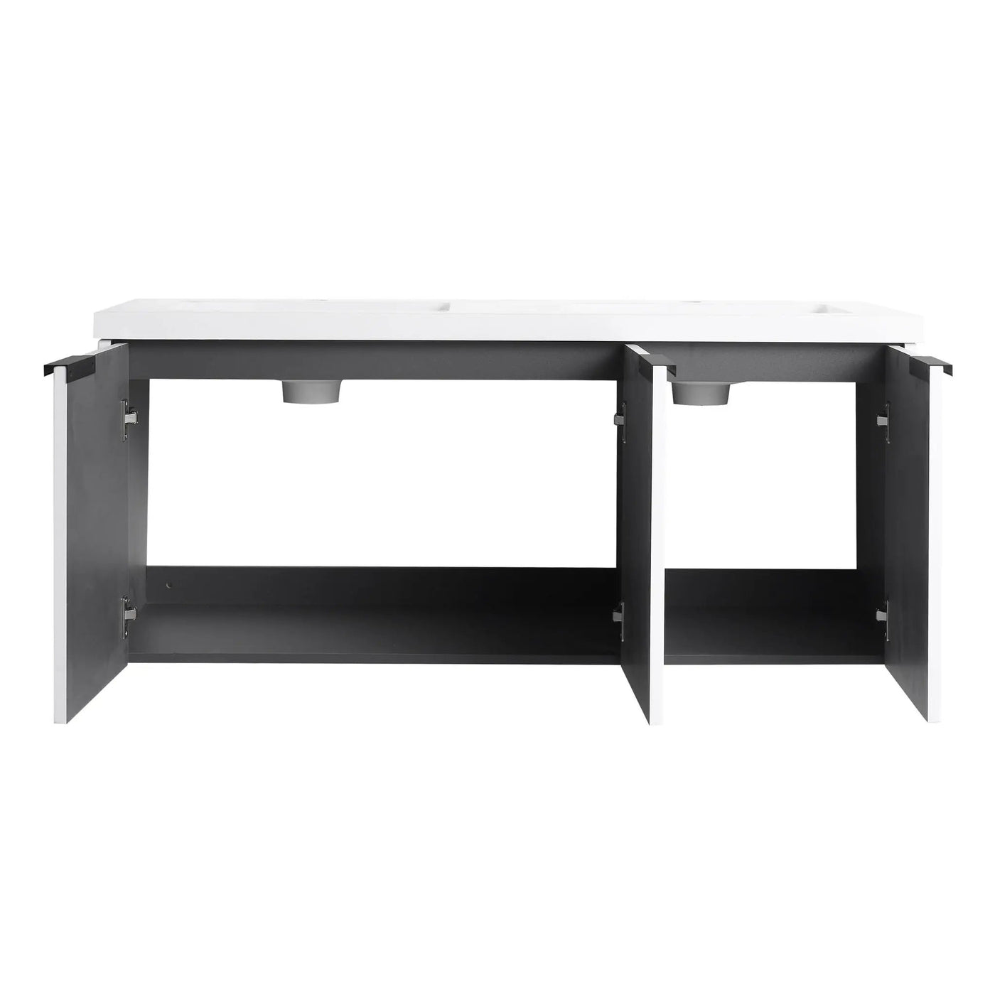 Contemporary Wall Mounted Bathroom Vanity With Resin Double Sink by HouseOfZazla