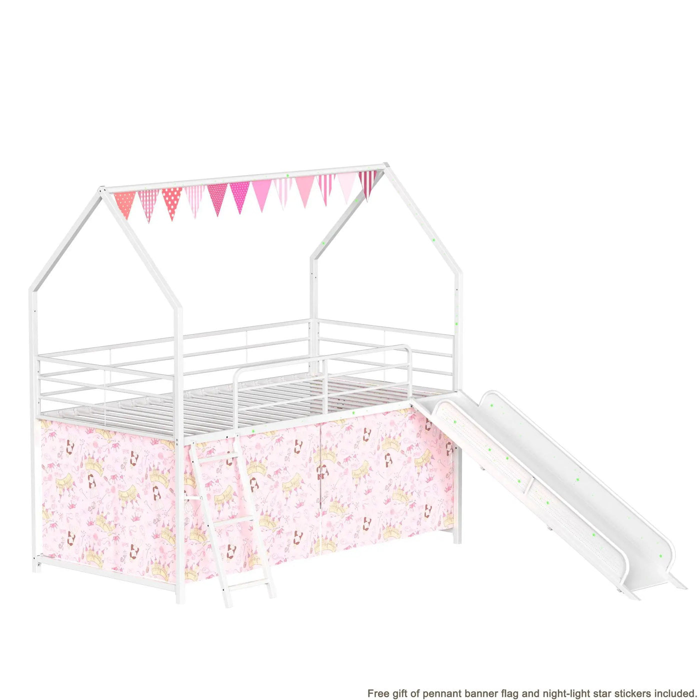 Jack - House Loft Bed With Slide And Curtain Set by Unique Piece Furniture
