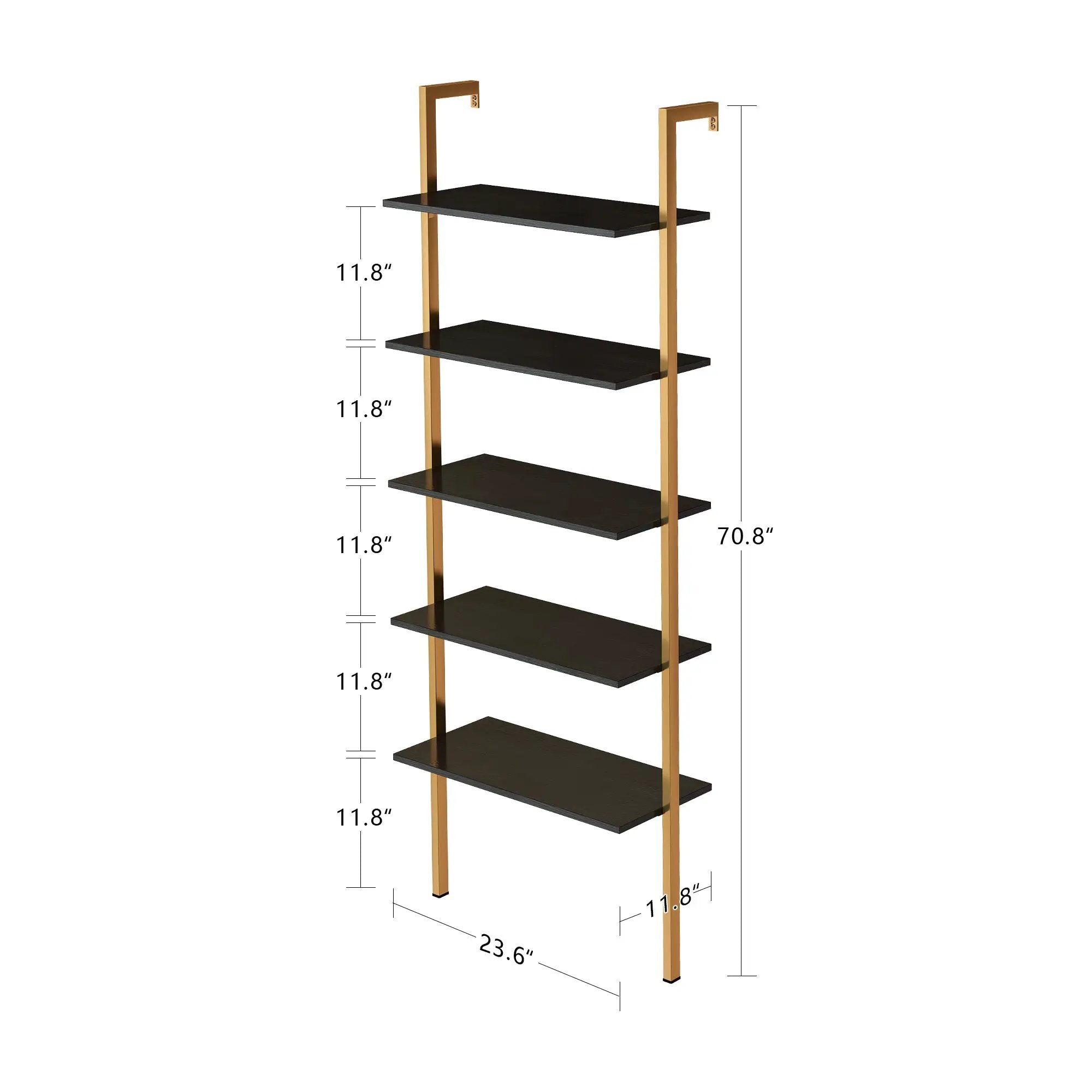 5-Tier Bookshelf Solid Wood Ladder Shelf by HouseOfZazla