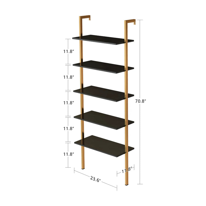 5-Tier Bookshelf Solid Wood Ladder Shelf by HouseOfZazla