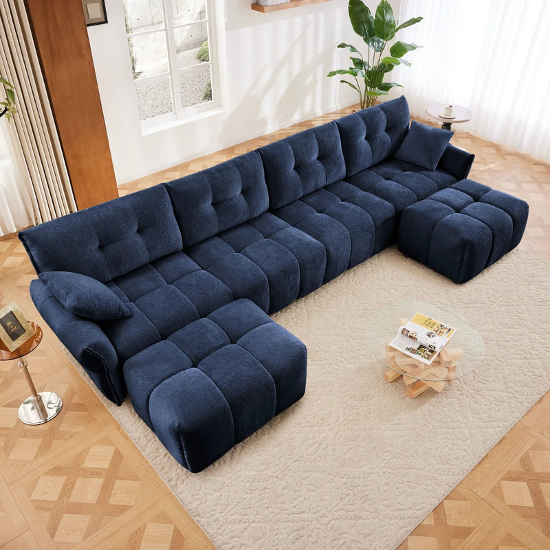 Sofa Set With Ottoman And Pillows, Textured, High Resilience Cushions by HouseOfZazla