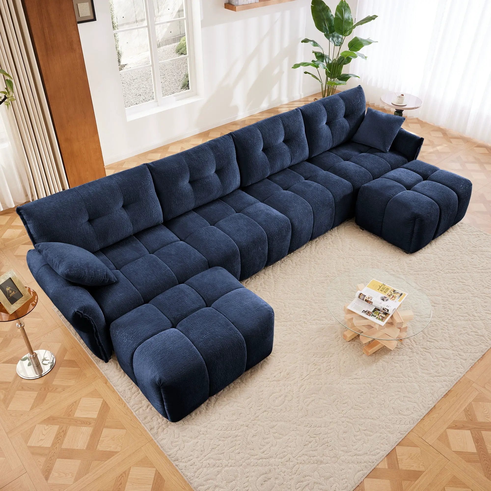 Sofa Set With Ottoman And Pillows, Textured, High Resilience Cushions by Unique Piece Furniture