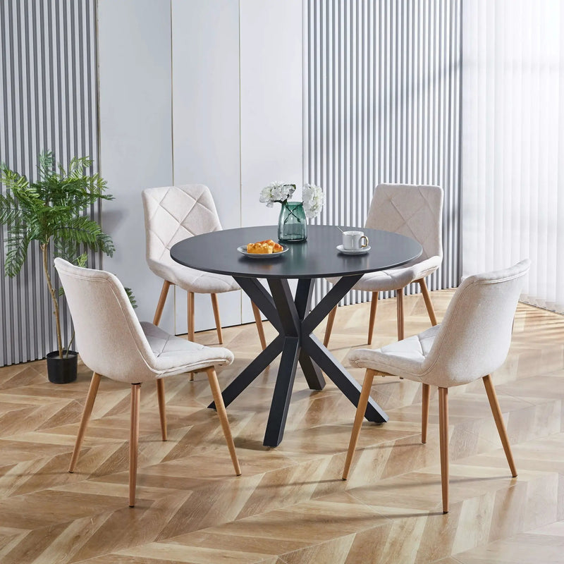 Table Mid-Century Dining Table For 4 - 6 People With Round Table Top, Pedestal Dining Table, End Table Leisure Coffee Table, Cross Leg by HouseOfZazla