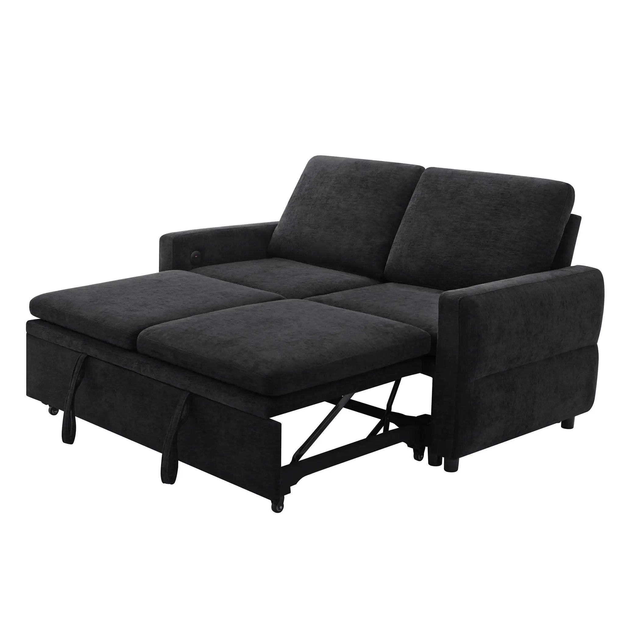 Convertible Sofa Bed Loveseat With Adjustable Backrest And USB Ports by HouseOfZazla