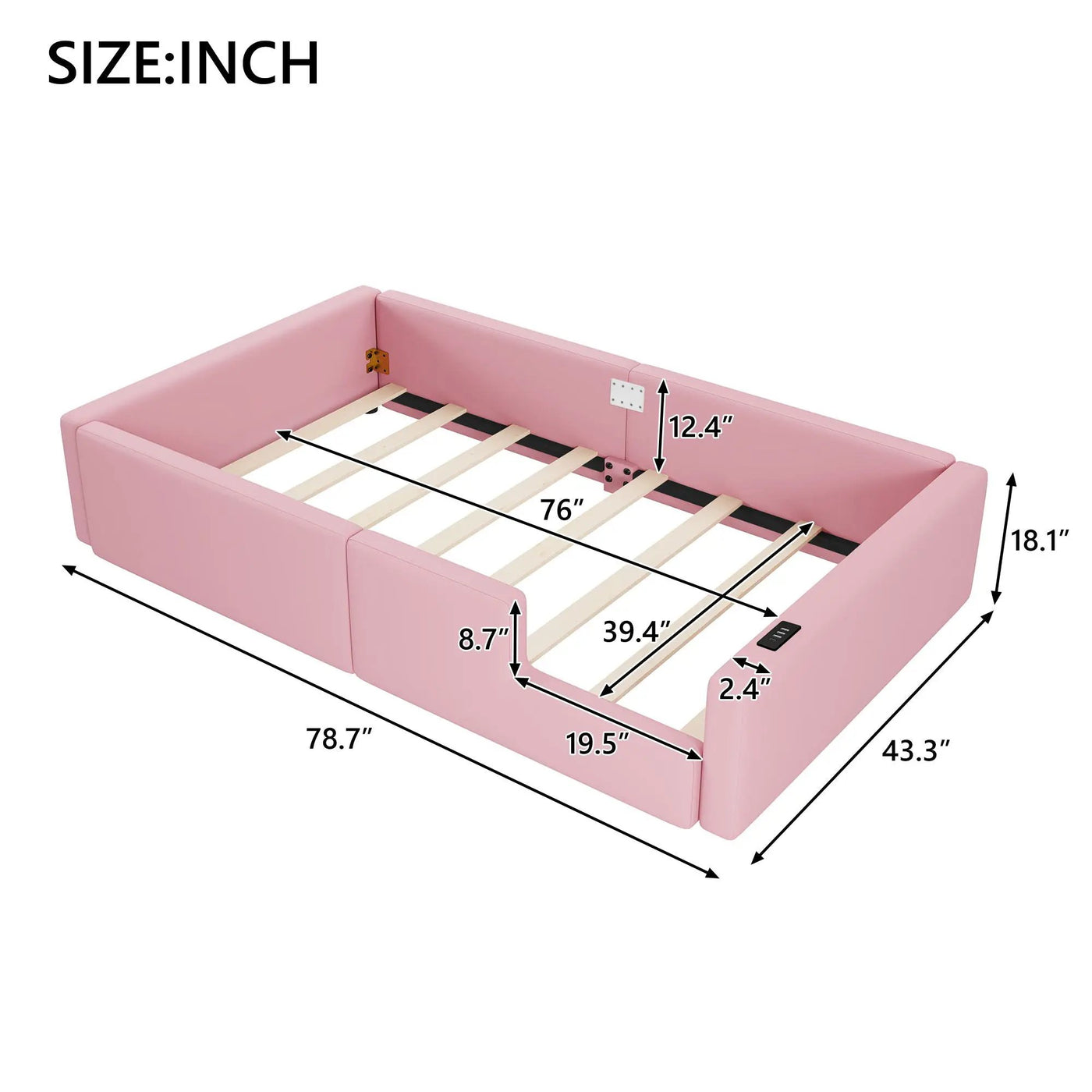 Platform Bed With Guardrail And Charging Station by Unique Piece Furniture
