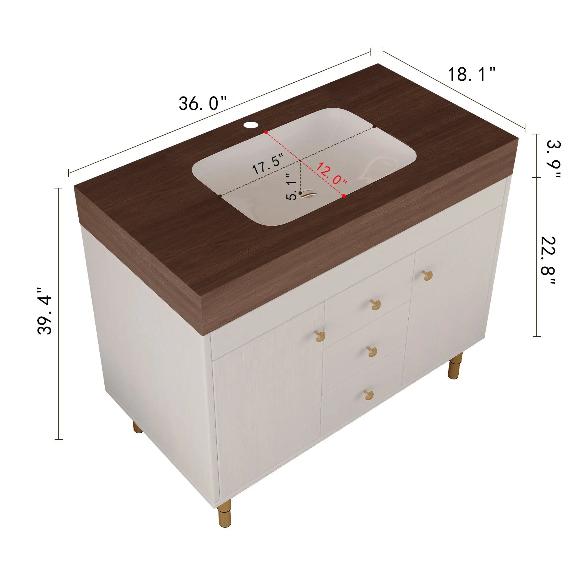 36 In Modern Free-Standing Bathroom Vanity With Ceramic Sink by HouseOfZazla