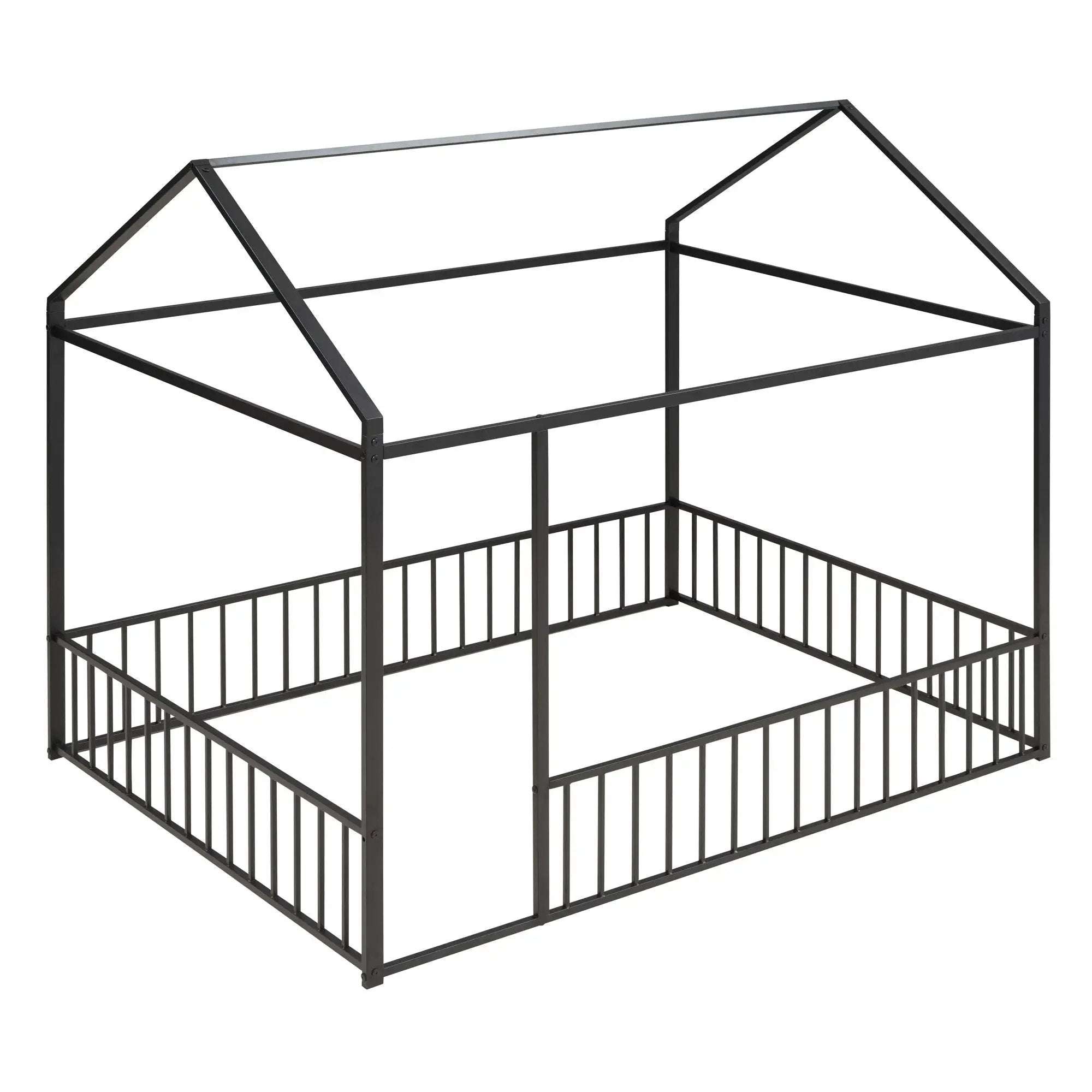 Metal Bed House Bed Frame With Fence by HouseOfZazla