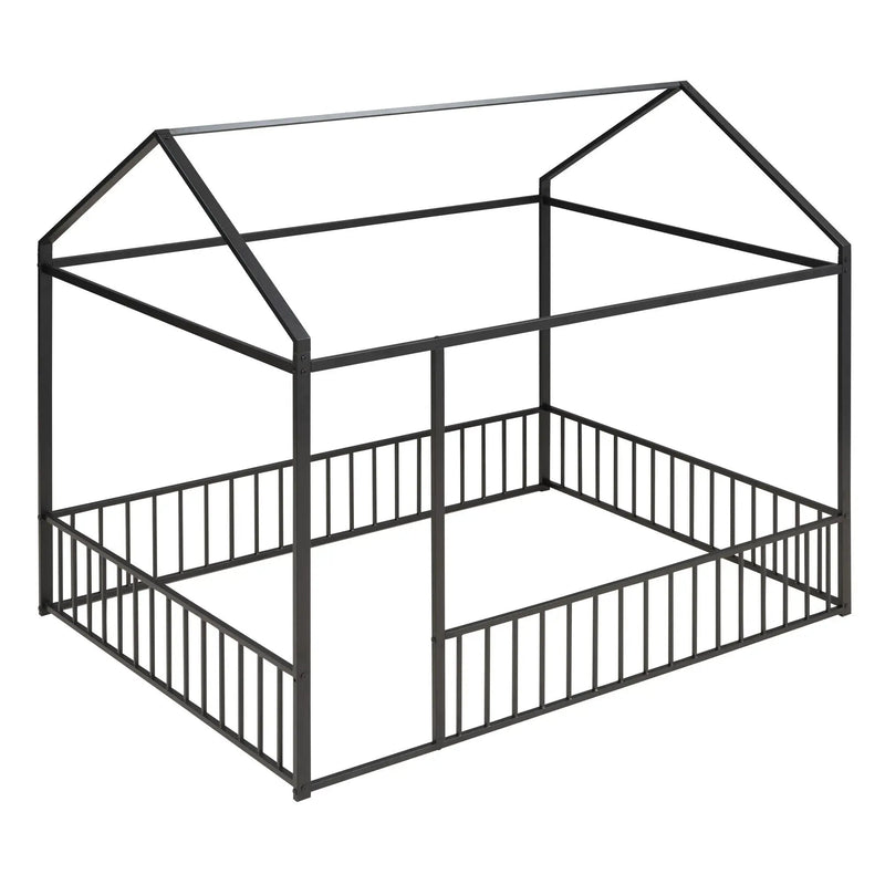 Metal Bed House Bed Frame With Fence by HouseOfZazla