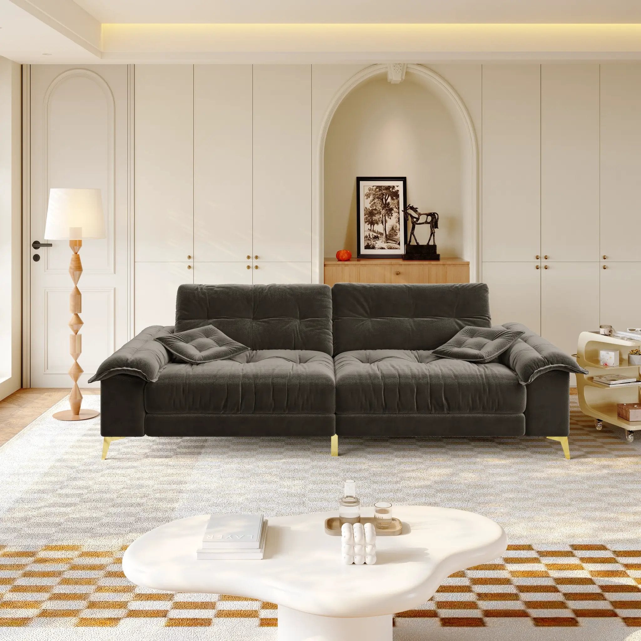 104.7" Modern 4-Seater Cloud Sofa with Wide Flip Armrests by HouseOfZazla