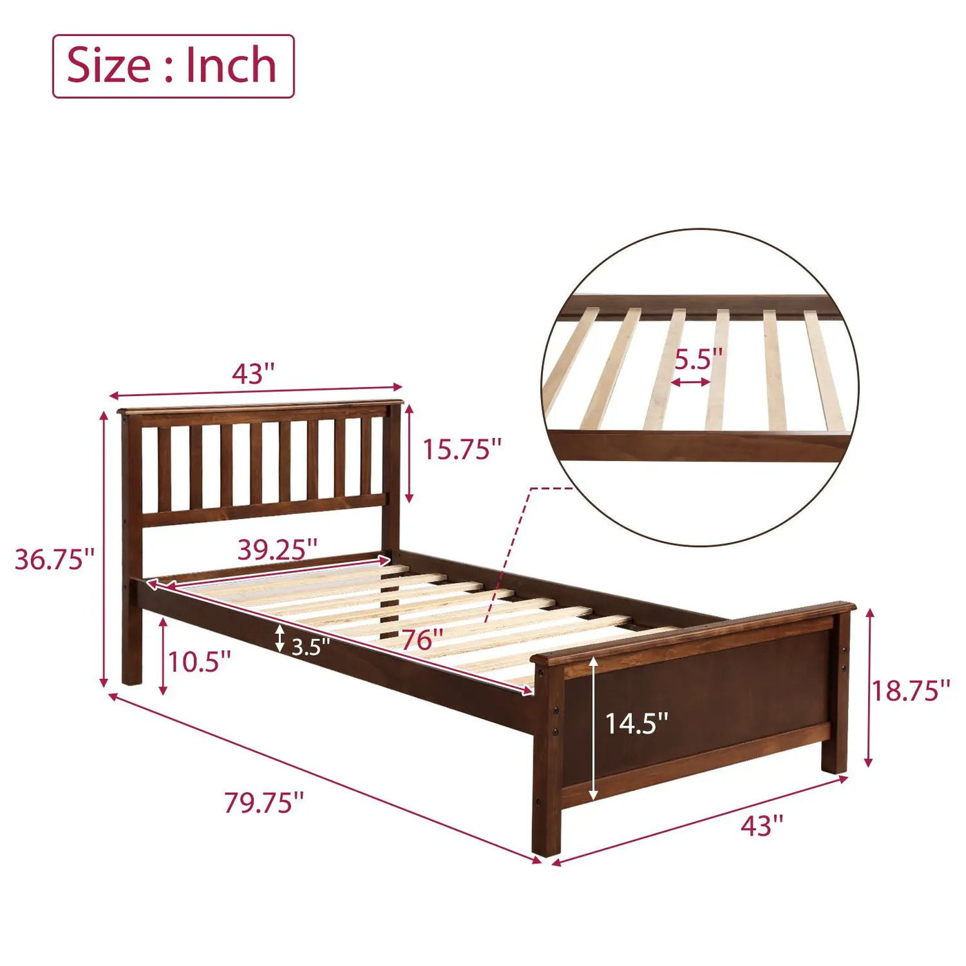 Platform Bed With Headboard, Footboard And Wood Slat Support by Unique Piece Furniture