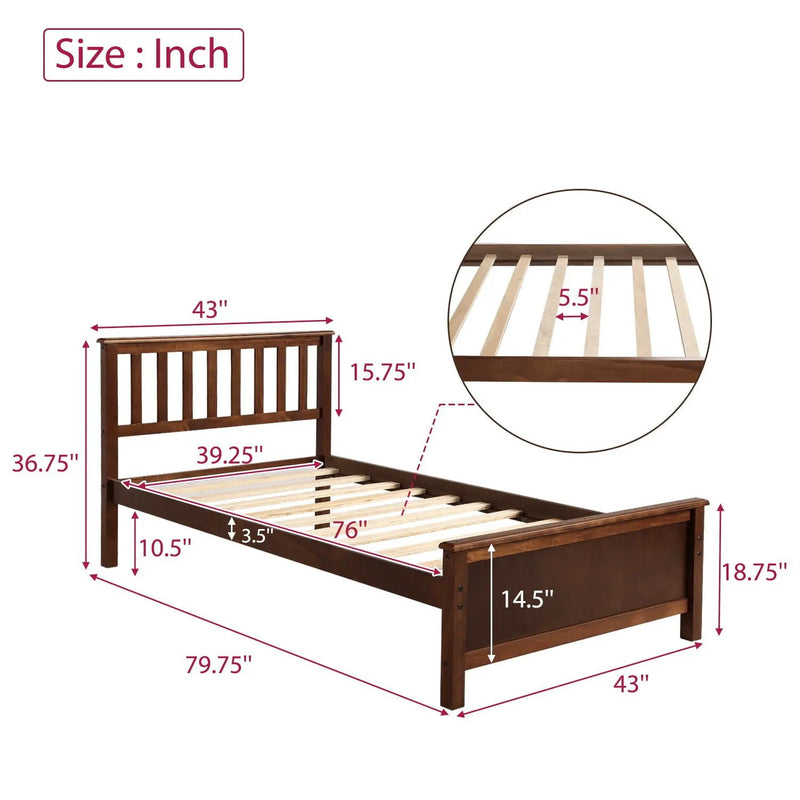 Platform Bed With Headboard, Footboard And Wood Slat Support by Unique Piece Furniture
