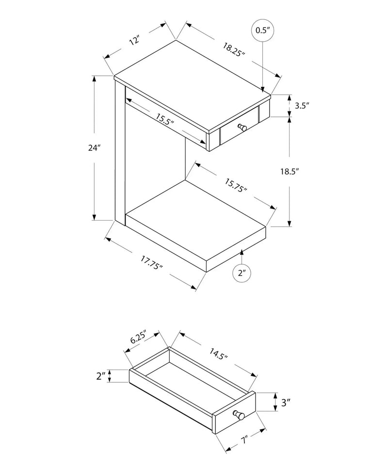 Accent Table, C - Shaped Contemporary & Modern - Taupe by Unique Piece Furniture