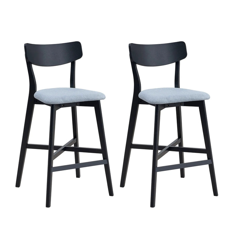 Wooden Bar Chairs Set of 2, Modern Soft Upholstered Kitchen Island Chairs by HouseOfZazla