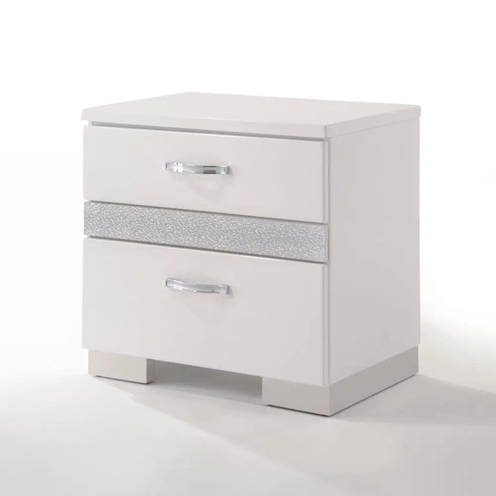 Naima II - High Gloss Nightstand - White by HouseOfZazla