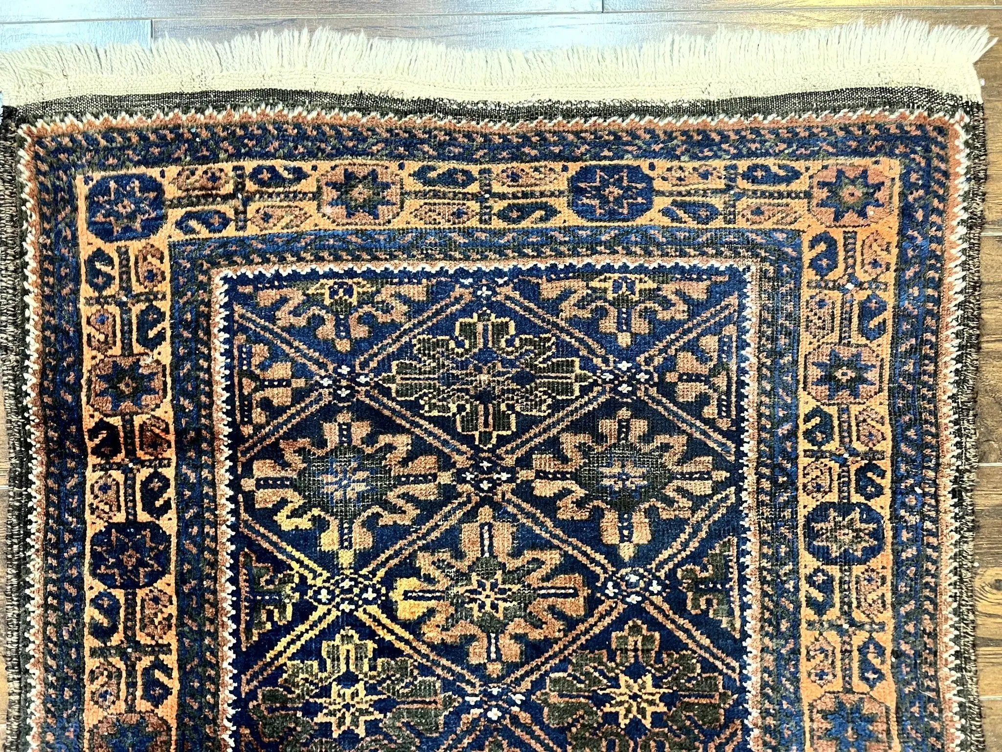 Small Antique Persian Rug 2.7 x 4.7, Handmade Wool Rug, Navy Blue, Balouch Rug, Tribal Rug by Jewel Rugs