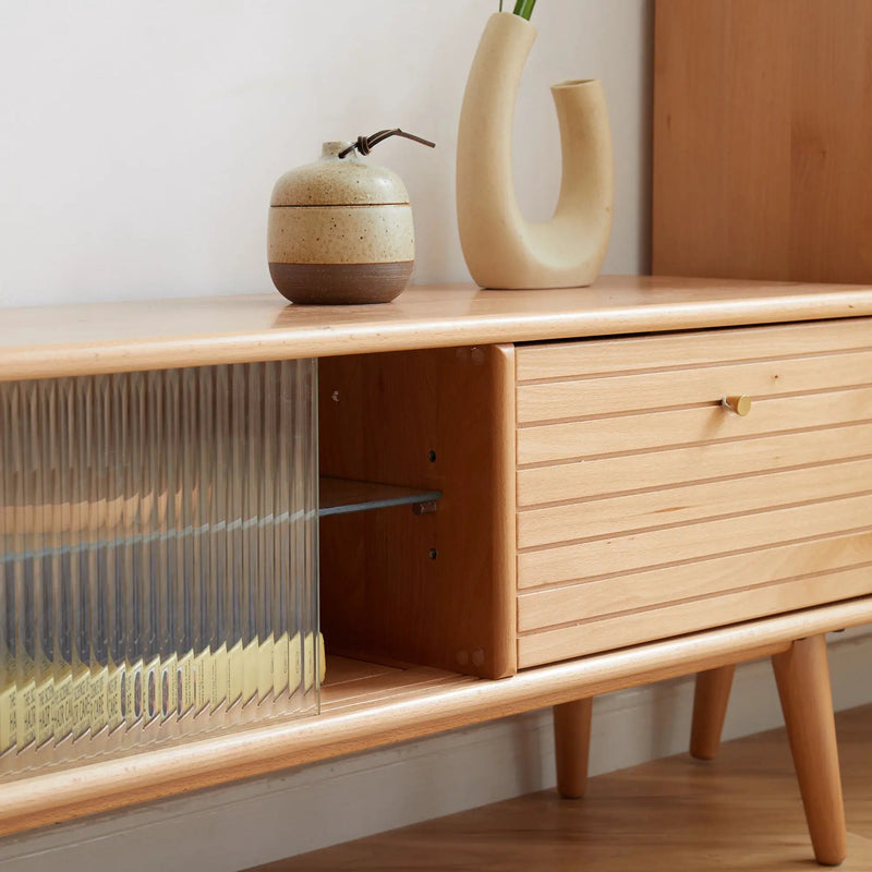 TV Cabinet With Chinese Changhong Glass Doors, Two Drawer Storage Space TV Standing by HouseOfZazla