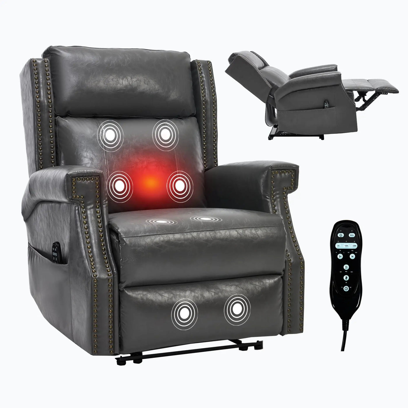 Manual Recliner Chair With Heavy Duty Motion Mechanism, 8 Vibrating Nodes And 3 Massage Modes For Living Room by HouseOfZazla