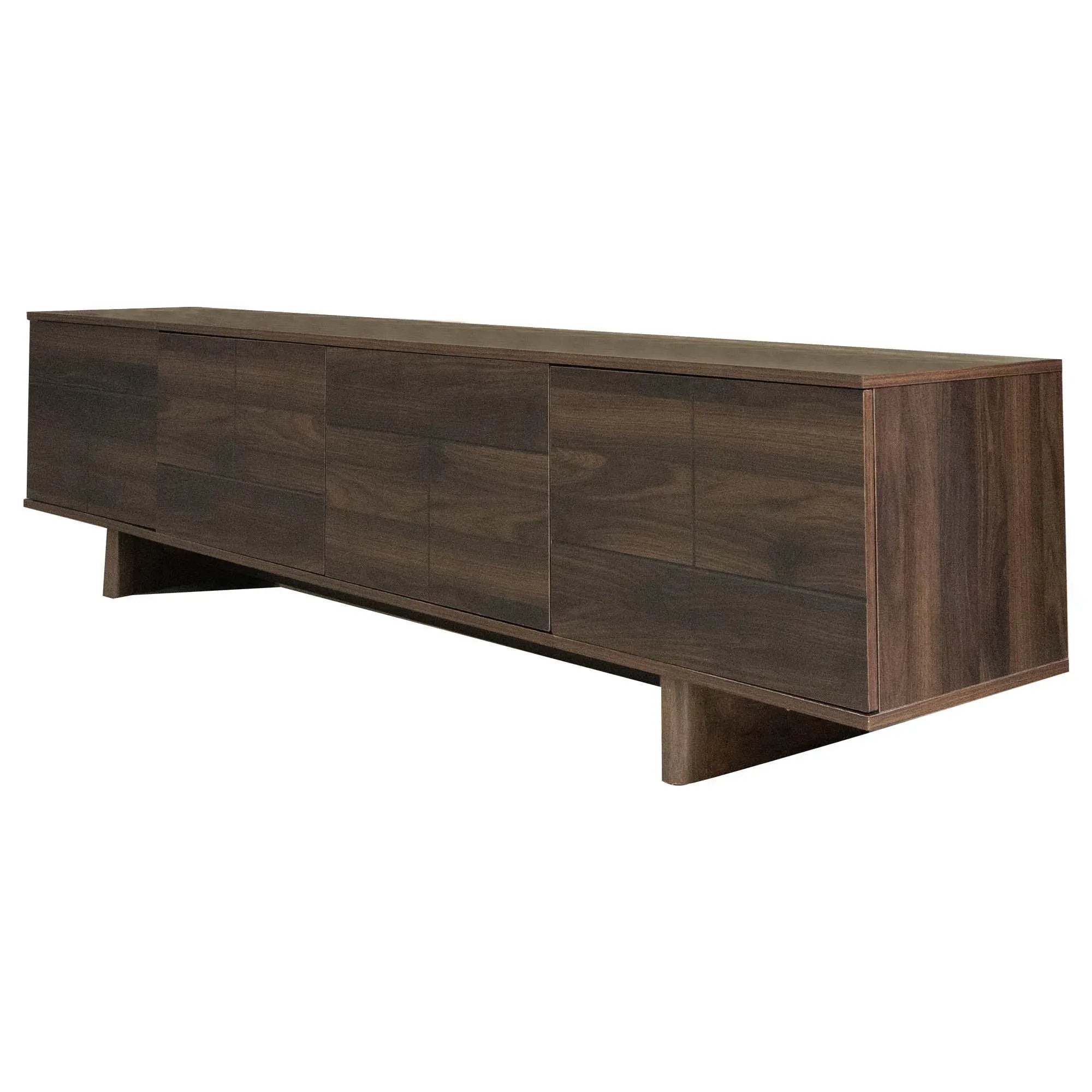 TV Stand For TVs Up To 85", Entertainment Center, Cable Management, Push Openers, Soft Closing Hinges & Adjustable Shelves - Dark Brown by HouseOfZazla