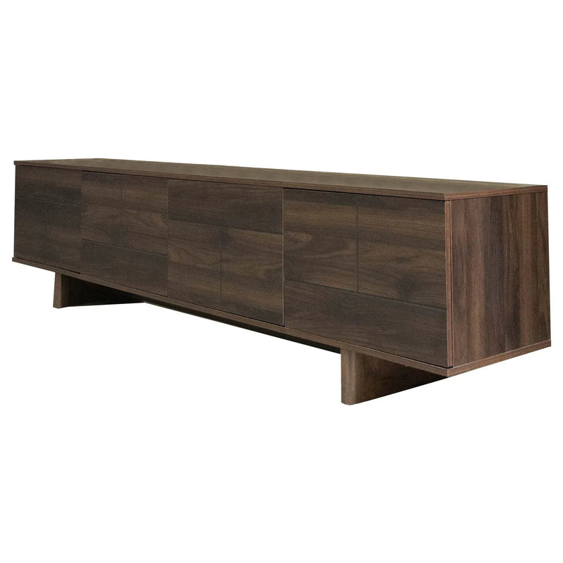 TV Stand For TVs Up To 85", Entertainment Center, Cable Management, Push Openers, Soft Closing Hinges & Adjustable Shelves - Dark Brown by HouseOfZazla