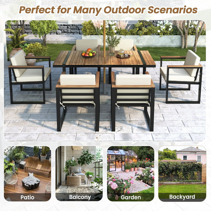 7 Pieces Outdoor Dining Set Patio Dining Table And Chair Set With And Removable Cushions For Patio by Unique Piece Furniture
