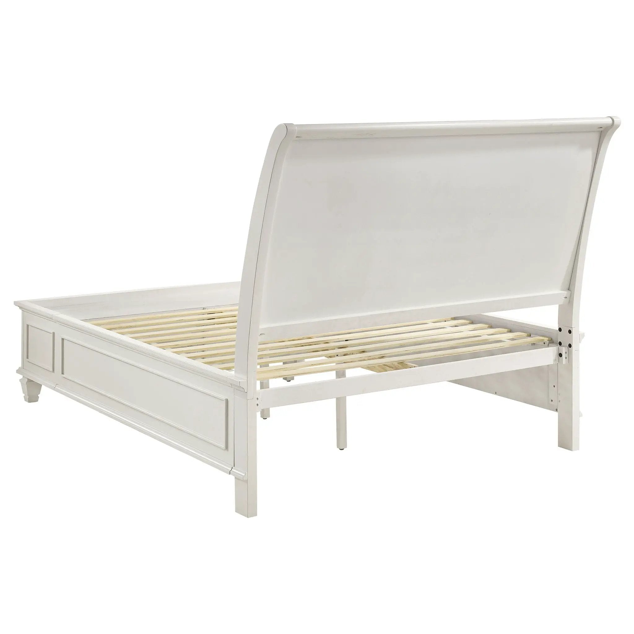 Sandy Beach Wood Queen Storage Panel Bed Cream White by Unique Piece Furniture