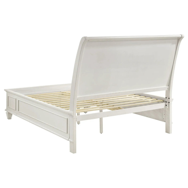 Sandy Beach Wood Queen Storage Panel Bed Cream White by Unique Piece Furniture