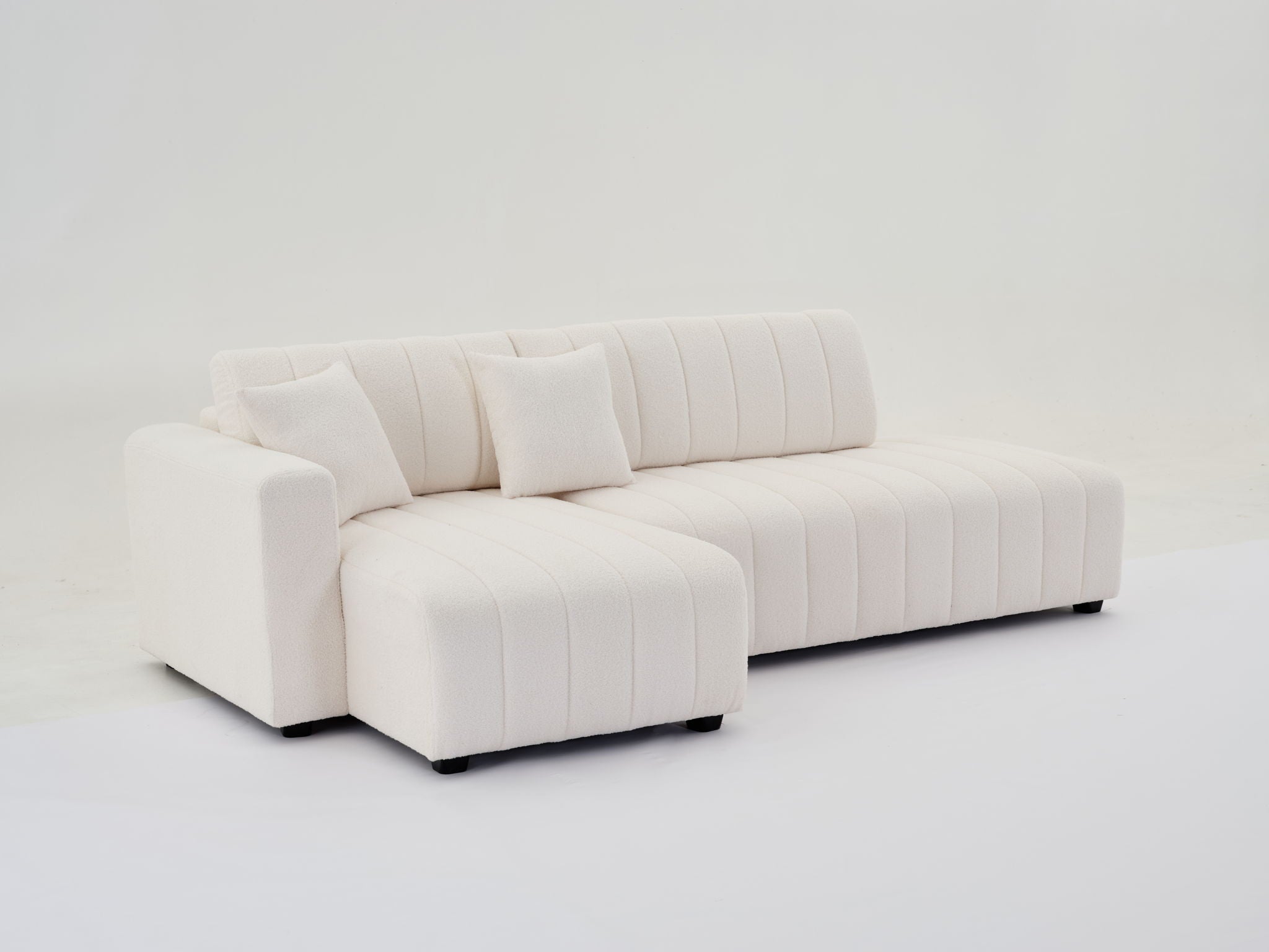 Jessica - Lamb Wool Sectional Sofa With Chaise, Versatile Configuration by HouseOfZazla