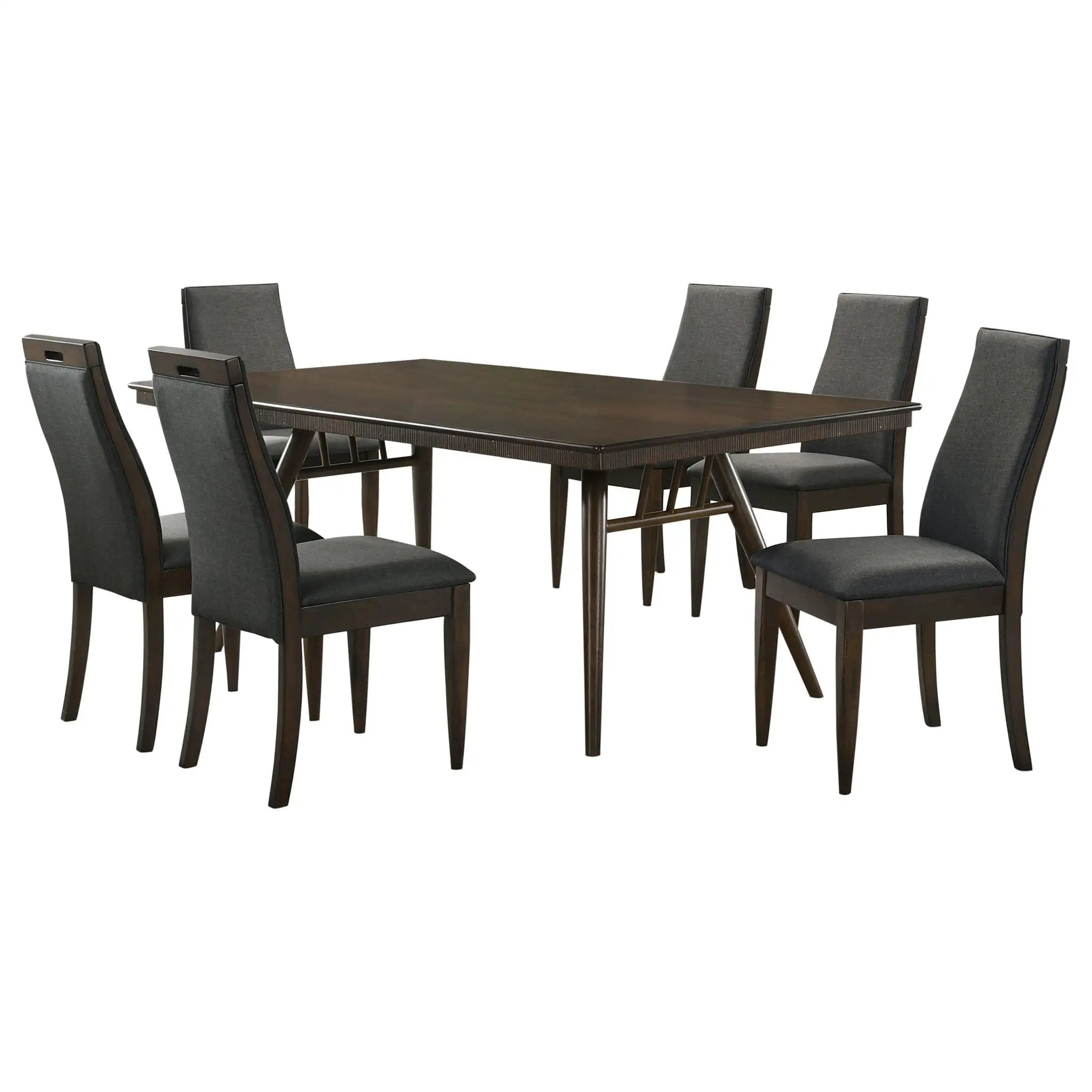 Wes 7-piece Rectangular Dining Table Set Dark Walnut by Unique Piece Furniture