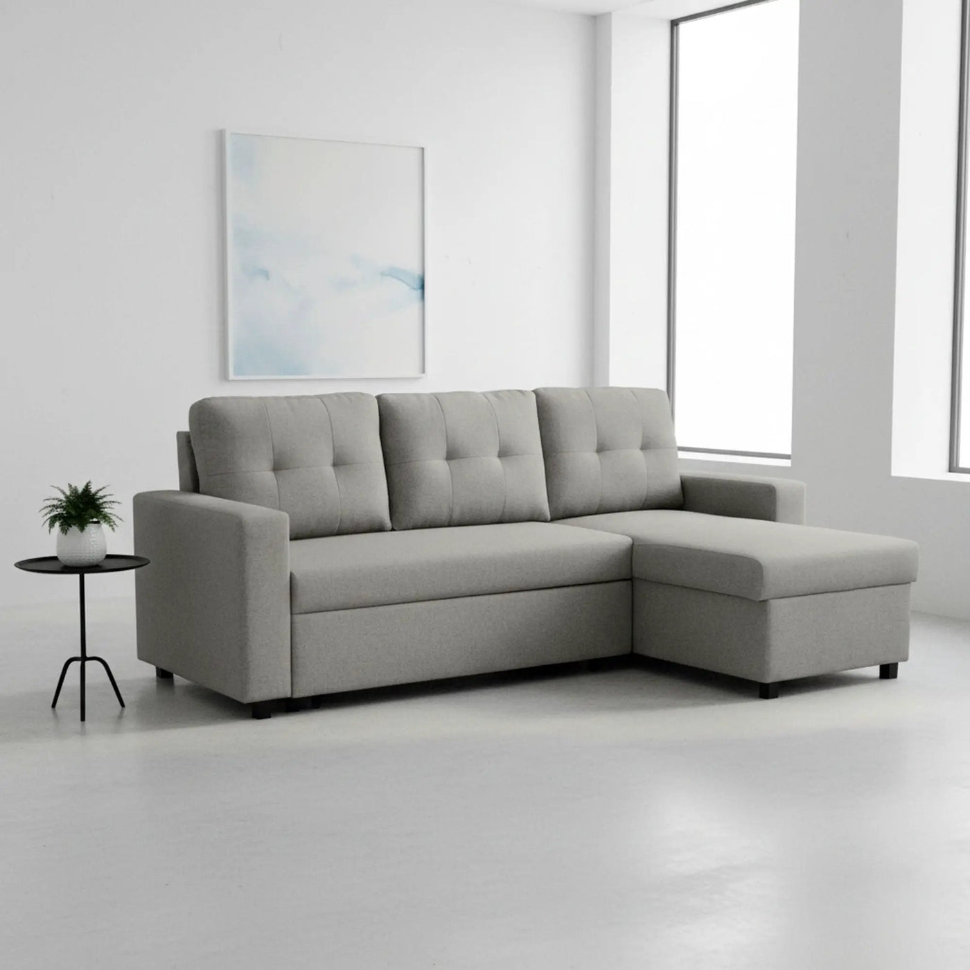 Convertible L Shaped Sectional Sleeper Sofa Bed, Saving Pull Out Couch by Unique Piece Furniture