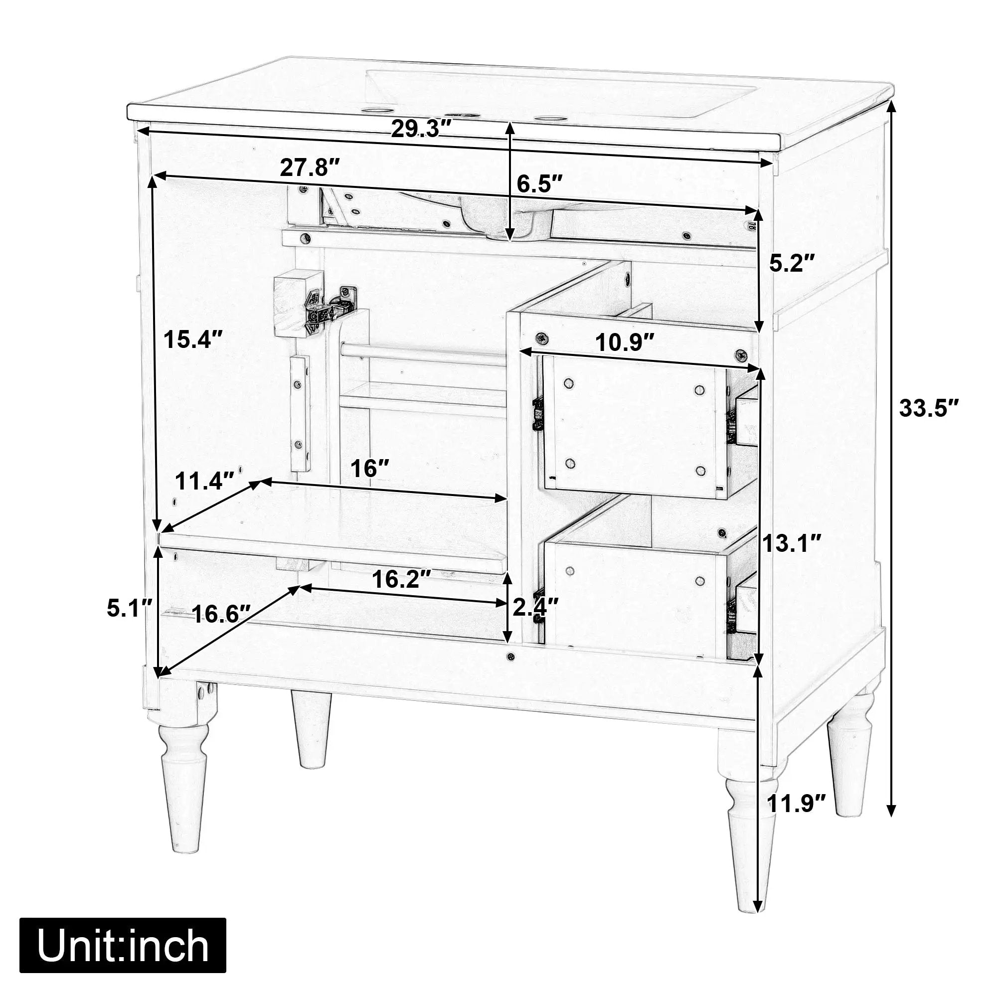30" Bathroom Vanity with Sink by HouseOfZazla