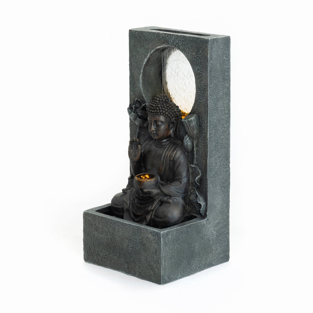 Resin Buddha Wall Panel Outdoor Fountain 28 Inch LED, photo 10 of 10