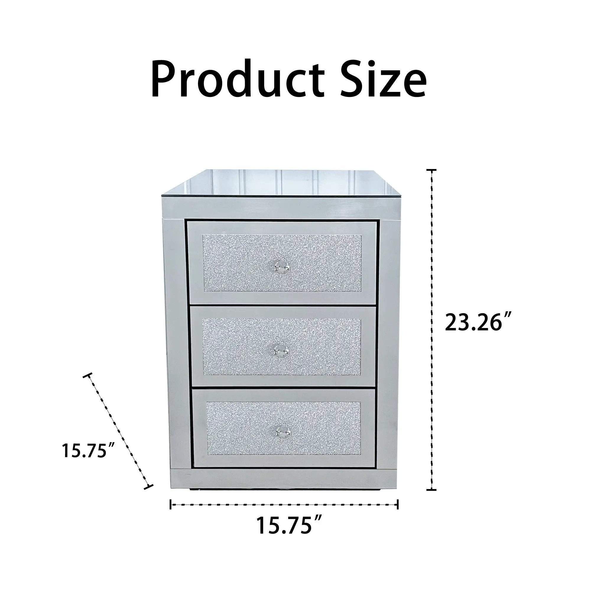 3-Drawer Mirrored Nightstand Bedside Table by HouseOfZazla