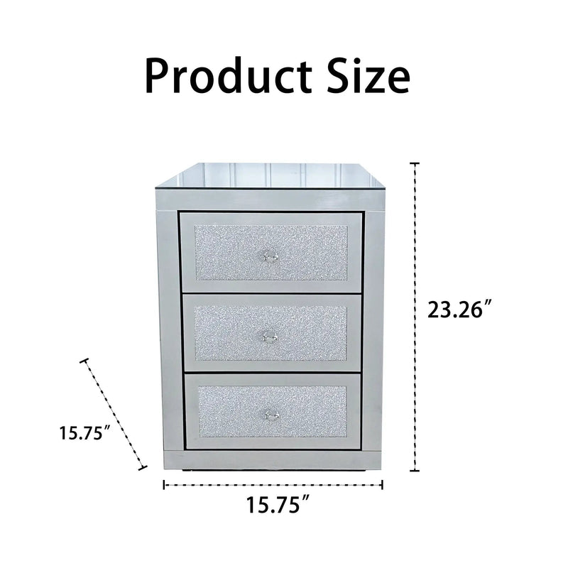3-Drawer Mirrored Nightstand Bedside Table by HouseOfZazla