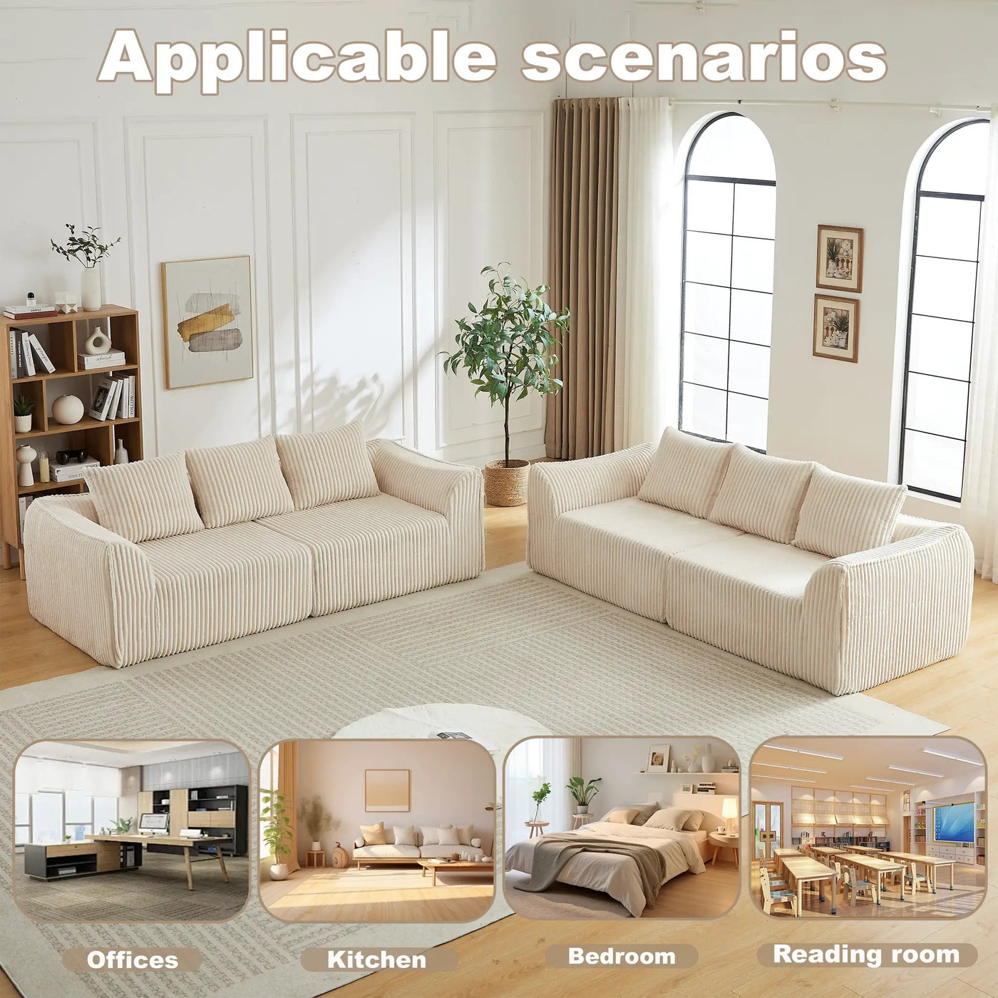 Minimalist 3+3 Seater Corduroy Sofa Set by HouseOfZazla