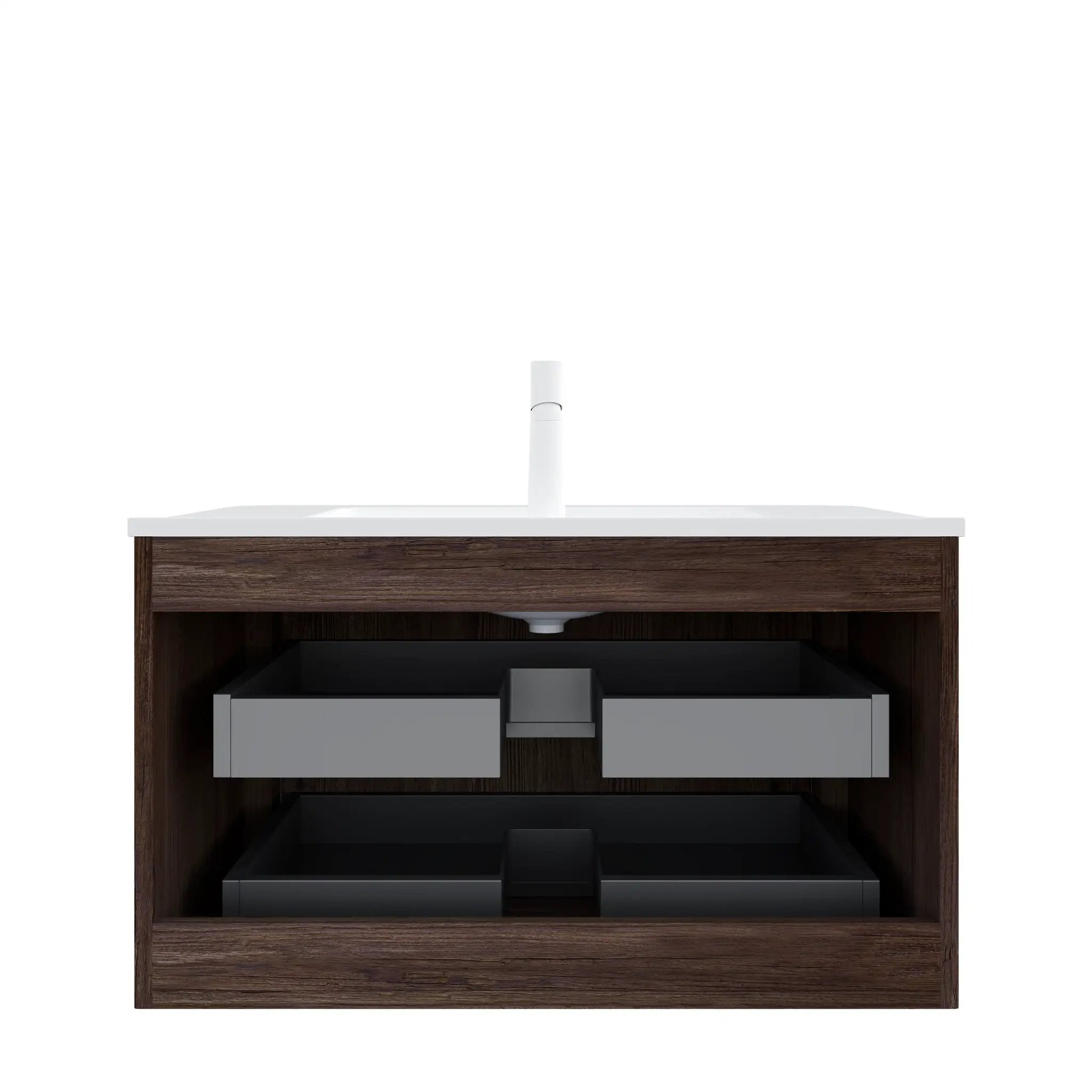 Noor 36" Bathroom Vanity with Sink, Wall-Mounted Floating Plywood Cabinet with 2 Drawers by HouseOfZazla