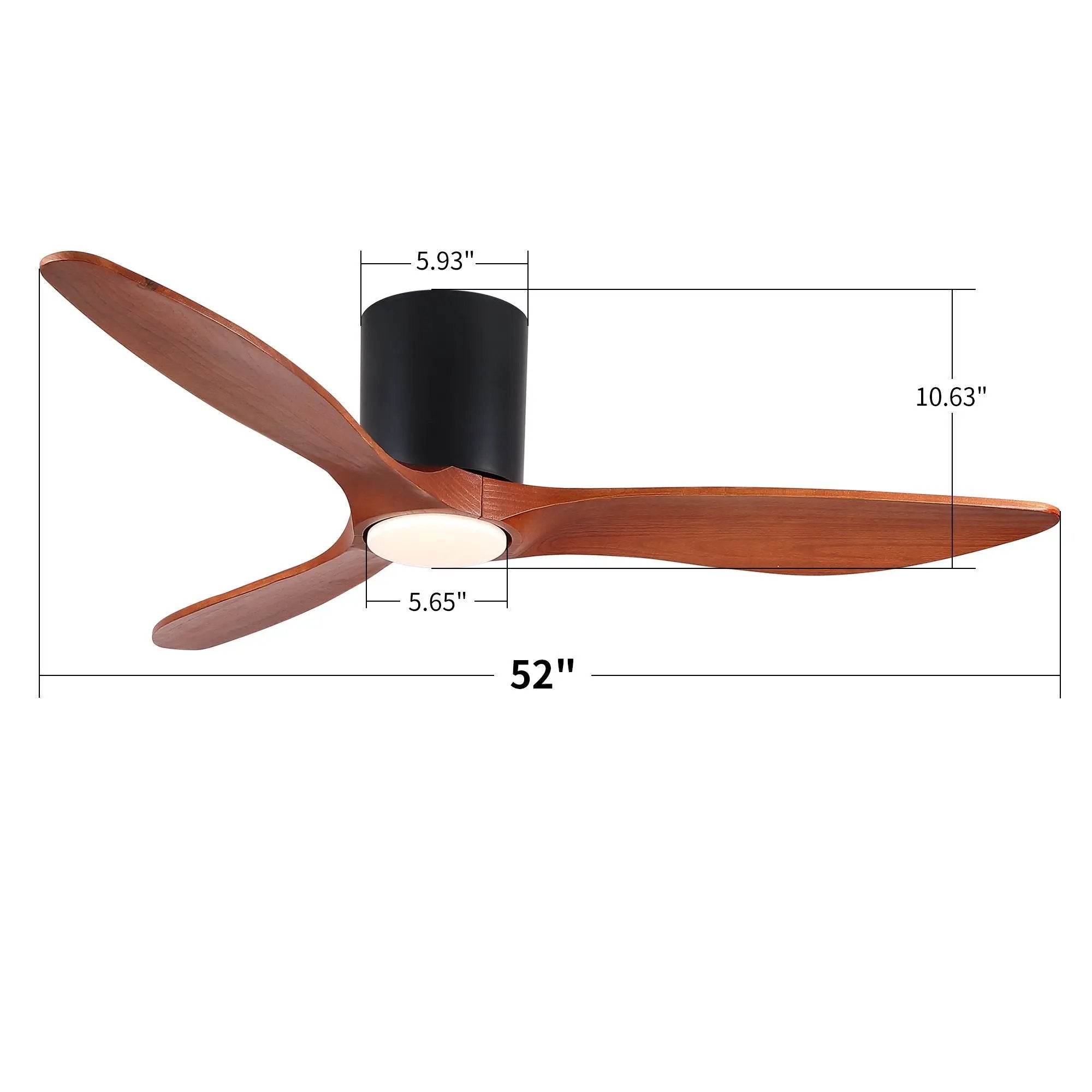 Low Profile Flush Mount Ceiling Fan With Light And Reversible Quiet Motor - Matte Black by Unique Piece Furniture