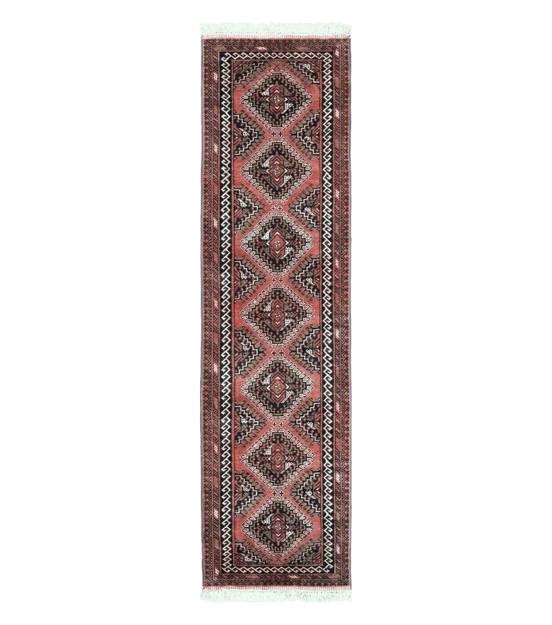 2' 5" X 9' Vintage Handmade Bokhara Red Turkoman Pakistani Wool Runner Rug Organic by Jewel Rugs