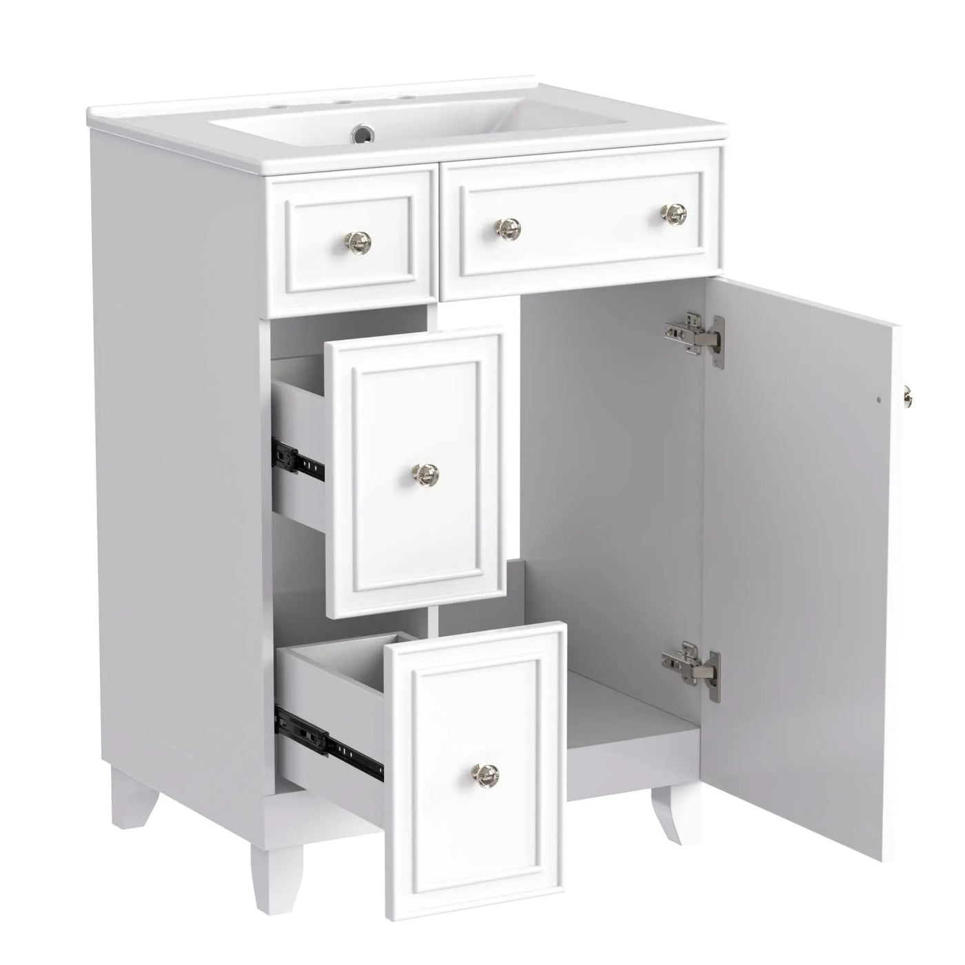Transitional Style Bathroom Vanity Cabinet With Ceramic Sink by HouseOfZazla