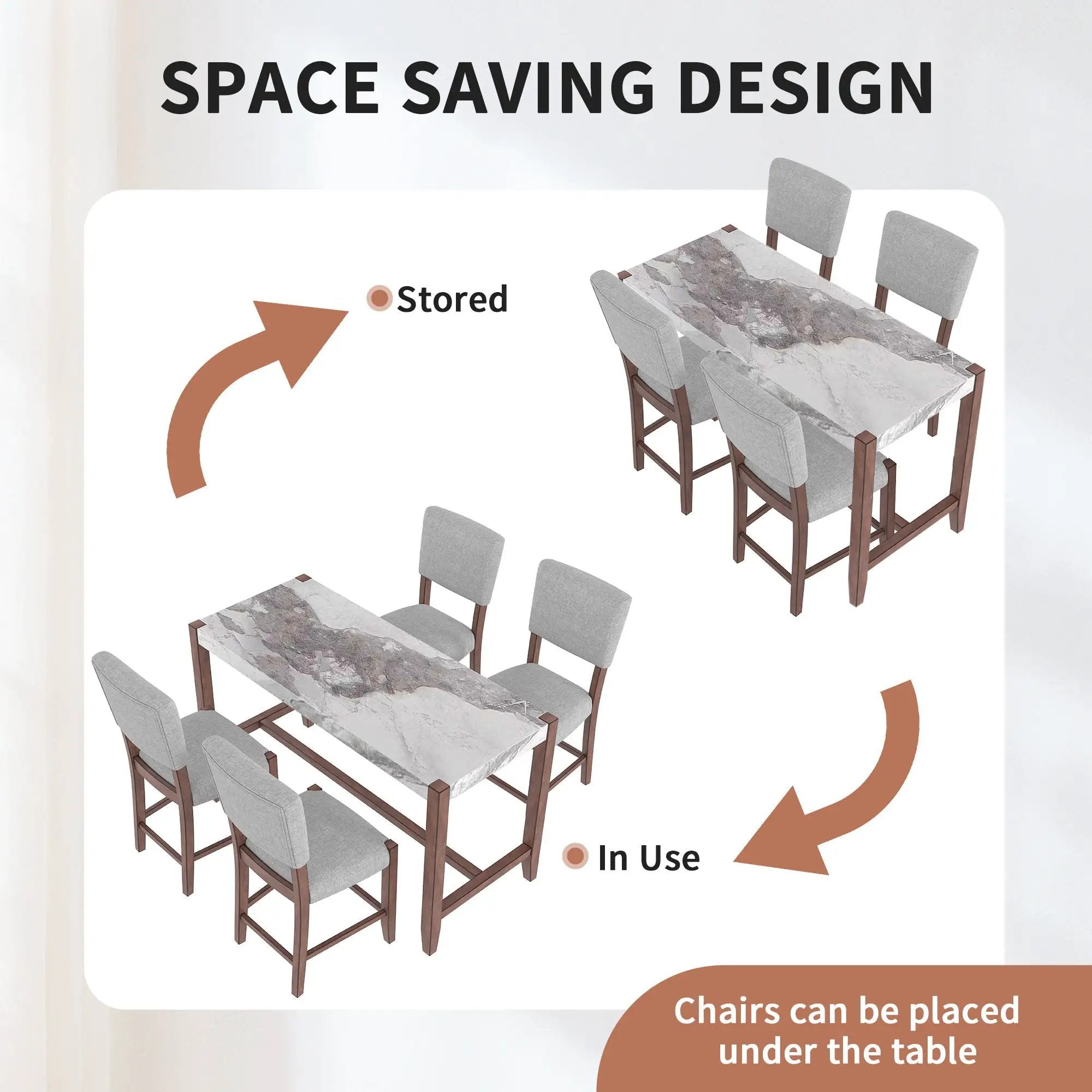 5 Piece Counter Height Dining Set With 4 Upholstered Chairs by Unique Piece Furniture