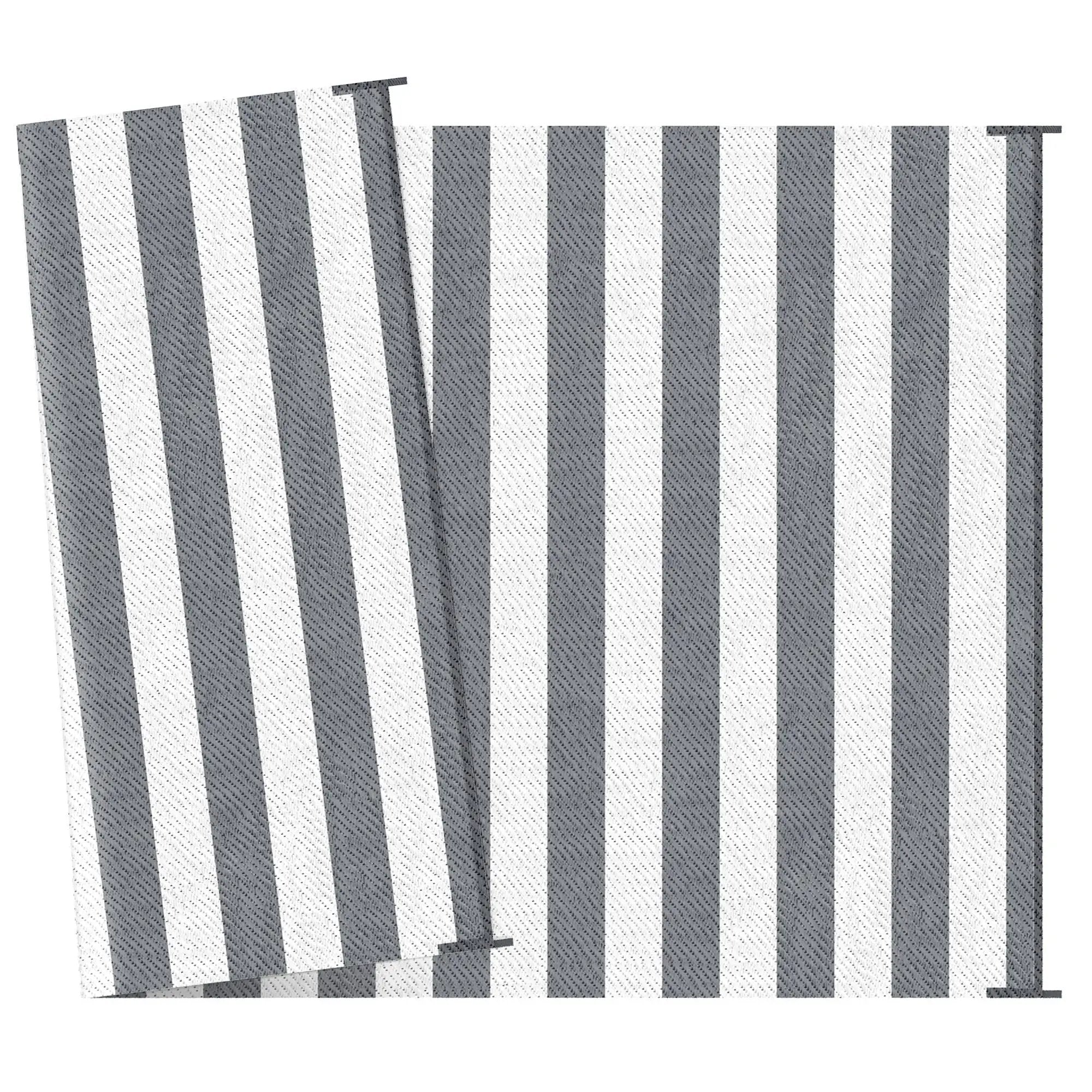 Outsunny - Reversible Outdoor Rug, 9' x 12' Waterproof Plastic Straw Floor Mat, Portable Rv Camping Carpet With Carry Bag, Large Floor Mat For Backyard, Deck, Picnic, Beach - Gray & White Striped by HouseOfZazla
