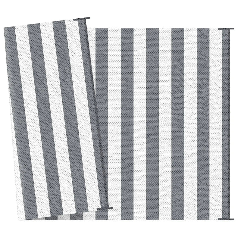 Outsunny - Reversible Outdoor Rug, 9' x 12' Waterproof Plastic Straw Floor Mat, Portable Rv Camping Carpet With Carry Bag, Large Floor Mat For Backyard, Deck, Picnic, Beach - Gray & White Striped by HouseOfZazla