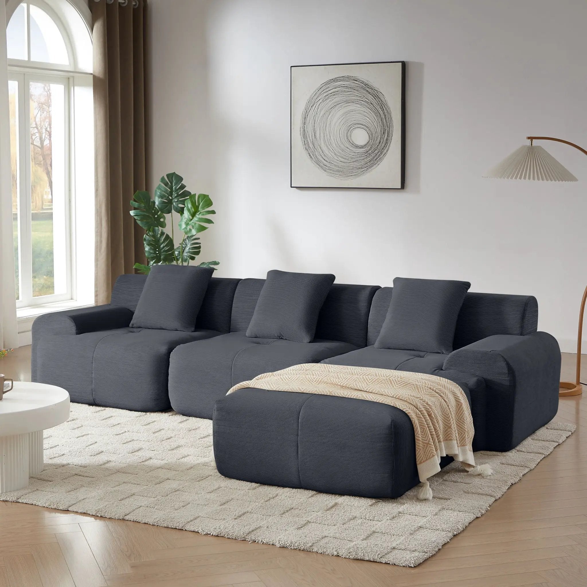 L Shaped Modular Sectional Sofa And Movable Ottoman by HouseOfZazla