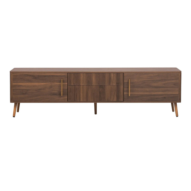 TV Stand With 2 Drawers, Media Console Table For TVs Up To 80'' For Living Room - Walnut by Unique Piece Furniture