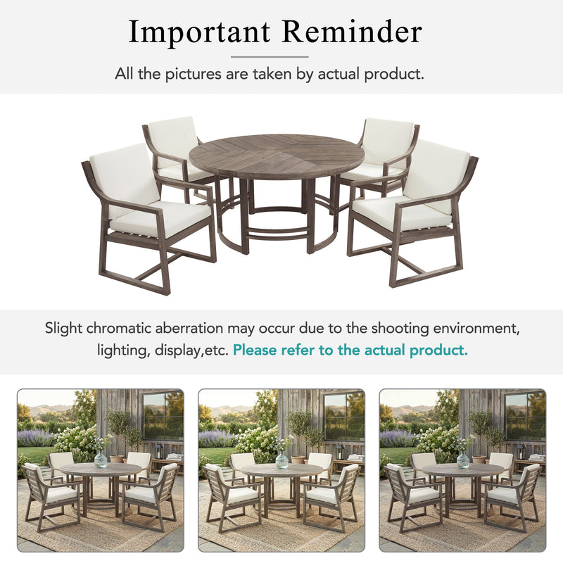 Outdoor Dining Set 5-Piece Patio Table and Chairs with Umbrella Hole by HouseOfZazla