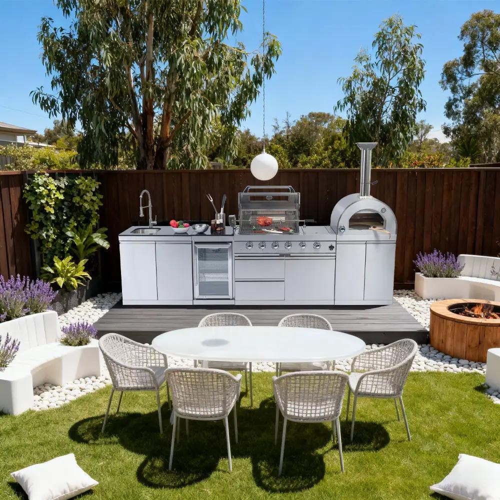 125" 10,8000 BTU 4-Burner Outdoor Kitchen Island Grill with Pizza Oven by Chery Industrial